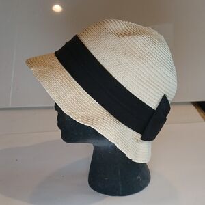 👒 Cream Straw Hat with Black Ribbon | Summer Sun Hat